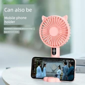 USB Taşınabilir Fan - Moda Beyaz - 6000mAh - Dijital Ekran - Gece Lambası - 5 Hız Ayarlı - 6