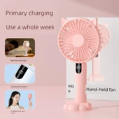 USB Taşınabilir Fan - Moda Beyaz - 6000mAh - Gece Lambası - 3 Hız Ayarlı - 4