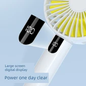 USB Taşınabilir Fan - Moda Beyaz - 6000mAh - Gece Lambası - 3 Hız Ayarlı - 5