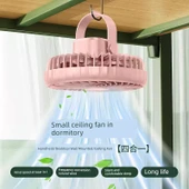 Manyetik Katlanabilir USB Şarjlı Mini Fan - Askılı Pembe - 1