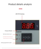 XMTD-2202 PT100 0-399℃ Sıcaklık Kontrol Cihazı - Zencefil Sarısı 220V Kısa Kasa - 9