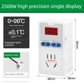 Dijital Ekran Termostat Priz Anahtarı - 10A Küçük Priz - Yüksek Hassasiyet Tek Mıknatıslı Başlık 2500W - 1