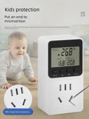 Dijital Ekran Termostat Priz Anahtarı - 10A Küçük Priz - Yüksek Hassasiyet LCD Üçlü Ekran Hava Başlığı 2500W Arka Işıklı - 3