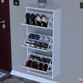 Modilayn WEST Asma Kapı Önü 52x116x26 cm’lik 3 Düşer Kapak 6 Göz Bölmeli Ayakkabılık thumbnail 4