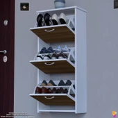 Modilayn WEST Asma Kapı Önü 52x116x26 cm’lik 3 Düşer Kapak 6 Göz Bölmeli Ayakkabılık thumbnail 1
