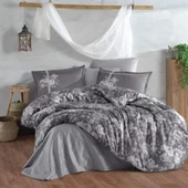 Clasy %100 Pamuk Saten Çift Kişilik Nevresim Takımı Monica V2 Antrasit - 2