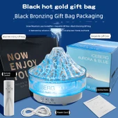 Volkanik Lav Humidifikatörü - Siyah Parlak Hediye Paketi - Kar Dağı Lav Humidifikatörü - 1