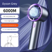 Taşınabilir USB Şarjlı El Fanı - Dyson Gri - 6000mAh - Soğutma - 1