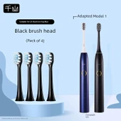 Mothproof Diş Fırçası Başlığı - Q5 Siyah/Buz Sis Mavi - 4'lü Paket - 1