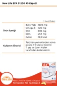 NEW LİFE Efa S-1200 45 Kapsül Balık Yağı - 720 Mg Omega 3 - 396 Mg EPA - 264 Mg DHA thumbnail 2