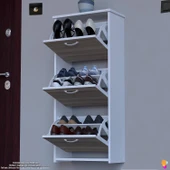 Modilayn WEST Asma Kapı Önü 52x116x 26 cm’lik 3 Düşer Kapak 6 Göz Bölmeli Ayakkabılık - 1