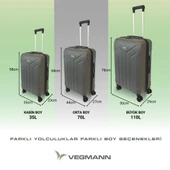 Vegmann Tartılı Scavel Antrasit 3 lü Valiz Seti - 1