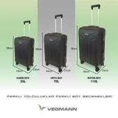 Vegmann Tartılı Scavel Siyah 3 lü Valiz Seti - 1
