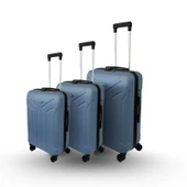 Vegmann Tartılı Scavel Mavi 3 lü Valiz Seti thumbnail 1
