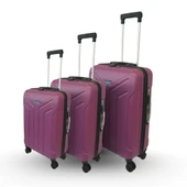 Vegmann Tartılı Scavel Violet 3 lü Valiz Seti - 4