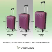 Vegmann Tartılı Scavel Violet 3 lü Valiz Seti - 1