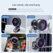 USB Şarjlı Taşınabilir Masa Klipsi Fan - Krem Beyaz - Prizli - 3