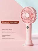 Taşınabilir USB El Fanı - Şık Mavi - 3600mAh - 5 Hızlı - Dijital Ekran - 2