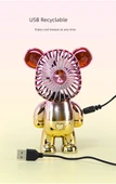 USB Şiddetli Ayı Elektrolizli Çizgi Film Masa Fanı - Altın Renk - USB Şarj Kablosu ile - 11