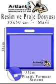 Renkli Plastik Fermuarlı Proje Dosyası 35x50 cm 3 Adet Tutmaçlı 38x55 cm Resim ve Proje Ödev Dosyası El Tutmalı - 5