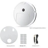 USB Şarjlı Otomatik Süpürme Robot Mop - Beyaz Şarj Modeli - 4