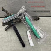 Tek Kullanımlık Çift Kenar Paslanmaz Çelik Tıraş Bıçağı - Yeşil + Krem - 10 Adet thumbnail 1