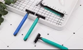 Tek Kullanımlık Çift Kenar Paslanmaz Çelik Tıraş Bıçağı - Yeşil + Krem - 10 Adet thumbnail 12