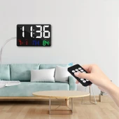 HyMark Dijital Duvar Saati Renkli HD LED Ekran 25X16 Cm Tarih Gün Sıcaklık Alarm USB Dekoratif - 1