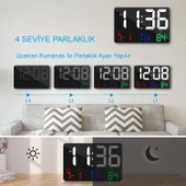 HyMark Dijital Duvar Saati Renkli HD LED Ekran 25X16 Cm Tarih Gün Sıcaklık Alarm USB Dekoratif - 4