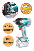 Total 850 Nm Şarjlı Li-on 2x4 Ah Batarya Darbeli Akülü Somun Sıkma Sökme Tabanca Araba Teker - 1