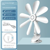 Mini Klip Fan - Sekiz Yapraklı Masa Klip Fanı + 3m Anahtar Kablosu - 1