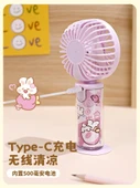 Taşınabilir USB Fan - Sevimli Sessiz Şarj Edilebilir Fan - Mavi - 4