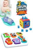 Oruç Oyuncak Bebek Banyo Oyuncak Ayı Banyo Oyuncakları Küvet Oyuncağı Neşeli Set - 1