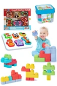 Oruç Oyuncak Eğitici Oyuncaklar Sevimli Hayvanlar Bultak Yumuşak Big Bloklar Kova 18 Parça Set thumbnail 1
