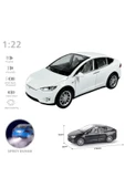 Oruç Oyuncak Tesla Model X Metal Araba 23 Cm Sesli Işıklı Kapılar Bagaj Kaput Açılır Oyuncak Demir Araç Tesla - 2
