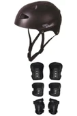 Cool Wheels Unisex Çocuk Siyah Paten Dizlik Dirseklik Kask Full Koruyucu Set - 1