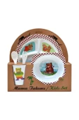 Alkamel Bebek Mama Tabağı Ayıcıklı Formlu 5 Li Set Melamin Kare - 1