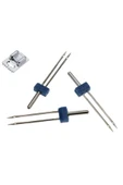 Janome Singer Zetina Bernina Uyumlu Çift İğne ve Nervür Ayak Set (iğne Paket Içinde 2mm,3mm ve 4 Mm'dir.) - 1