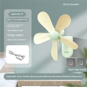 Duvara Monte Elektrikli Fan - 1.5m Kablo ve 2 Çivisiz Askı - 1