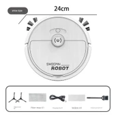 Üçü Bir Arada USB Şarjlı Akıllı Süpürme Temizlik Makinesi - Mop Makinesi - Beyaz - 3
