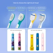 Çocuklar için Elektrikli Diş Fırçası Başlığı - Koyu Mor - 4 Paket - Büyüme - 6