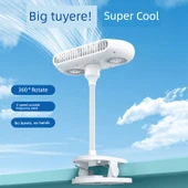 Taşınabilir USB Klip Fan - Beyaz Klip - Çift Türbin - 2400mAh - 1
