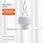 Uzaktan Kumandalı Mini Tavan Fanı - Minimalist Beyaz - Kablosuz Şarj 8000mAh - 1