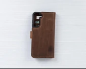 Samsung Galaxy S21 FE Uyumlu Deri Cüzdanlı Kılıf G2 Kahverengi - 5