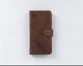 Samsung Galaxy S21 FE Uyumlu Deri Cüzdanlı Kılıf G2 Kahverengi - 3