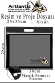 Plastik Fermuarlı Proje Dosyası 25x35 cm 1 Adet Tutmaçlı 28x38 cm Resim ve Proje Ödev Dosyası El Tutmalı - 3