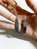 Ü Harfi Plastik Krom Kaplama Anahtarlık- Harf Çanta Süsü - 1