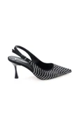 Pisagor Ps-31930 7 Cm Topuklu Kadın Taşlı Arkası Açık Stiletto Abiye Ayakkabı - 4