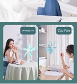 Mini Klip Fan - Mavi Yükseltme - Deliksiz Fan + Yapışkan Askı + 2m Uzaktan Kumanda Zamanlayıcı Uzatma Kablosu - 7
