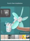 Mini Klip Fan - Mavi Yükseltme - Deliksiz Fan + Yapışkan Askı + 2m Uzaktan Kumanda Zamanlayıcı Uzatma Kablosu - 5